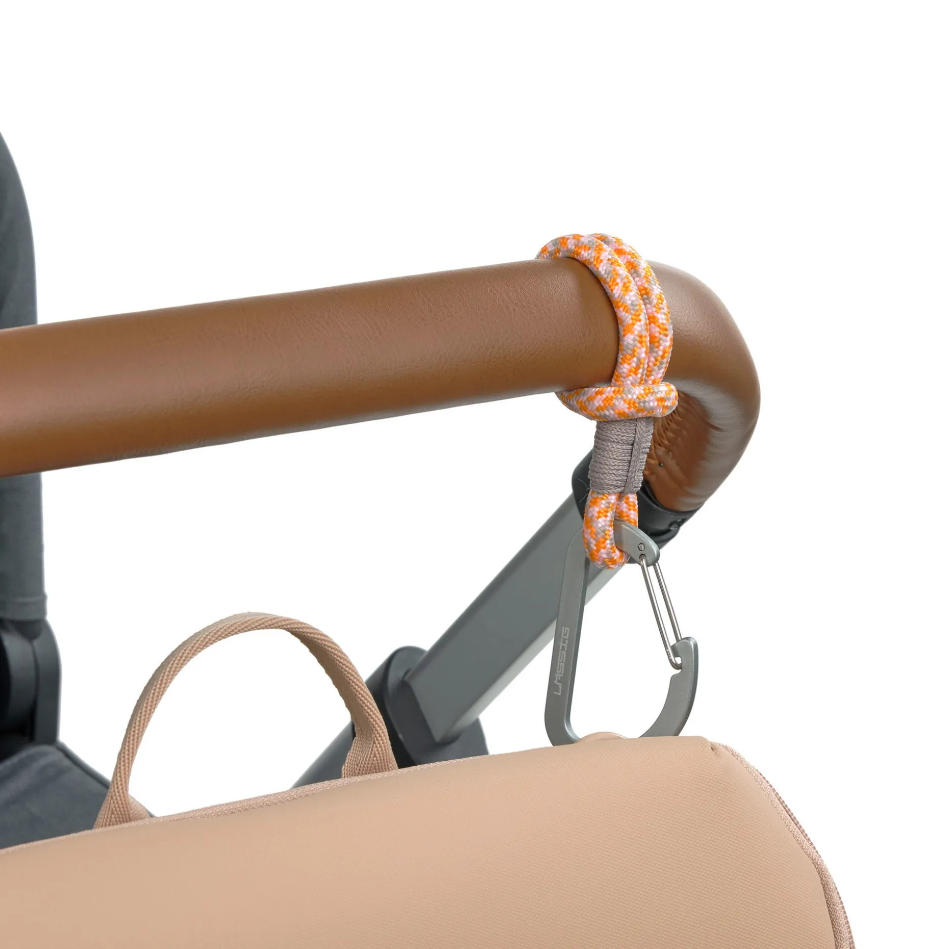 Kinderwagenhaken 2er Set - Karabiner, Beige Orange