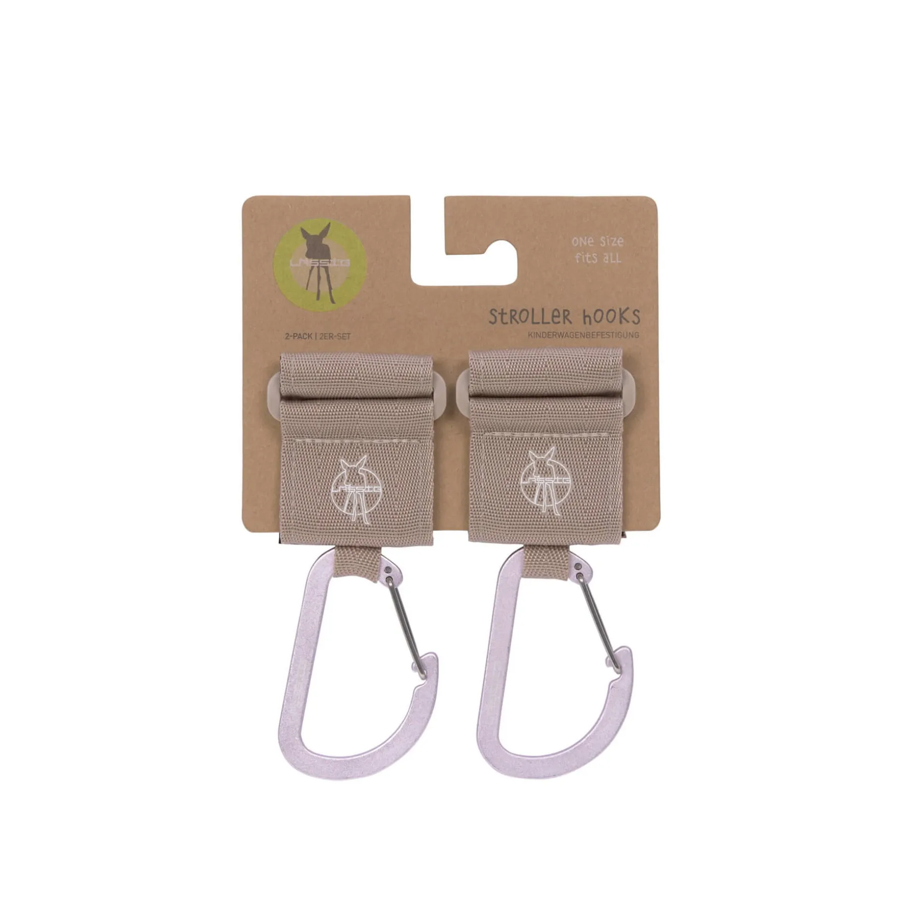 Kinderwagenhaken 2er Set - Karabiner, Beige