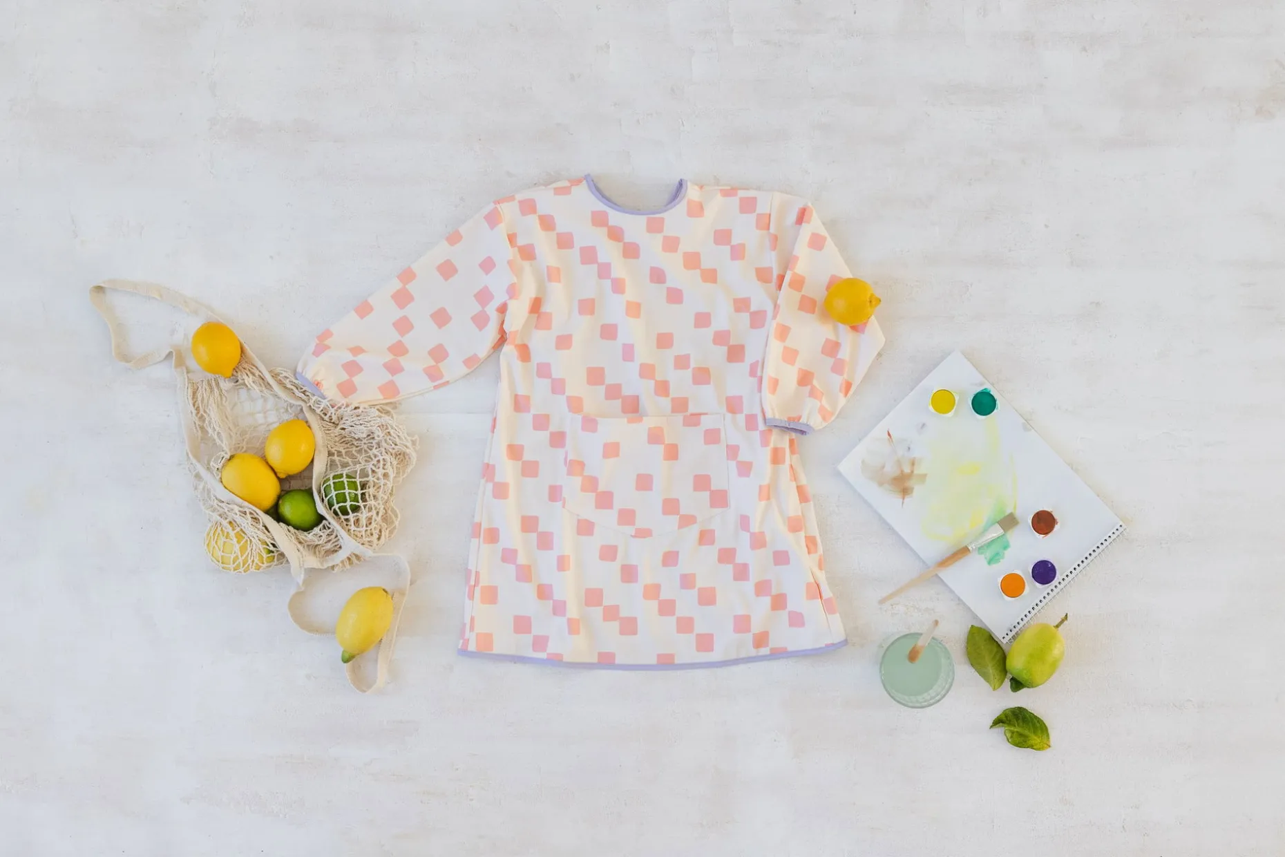Malkittel Kinder - Happy Fruits, Rosa