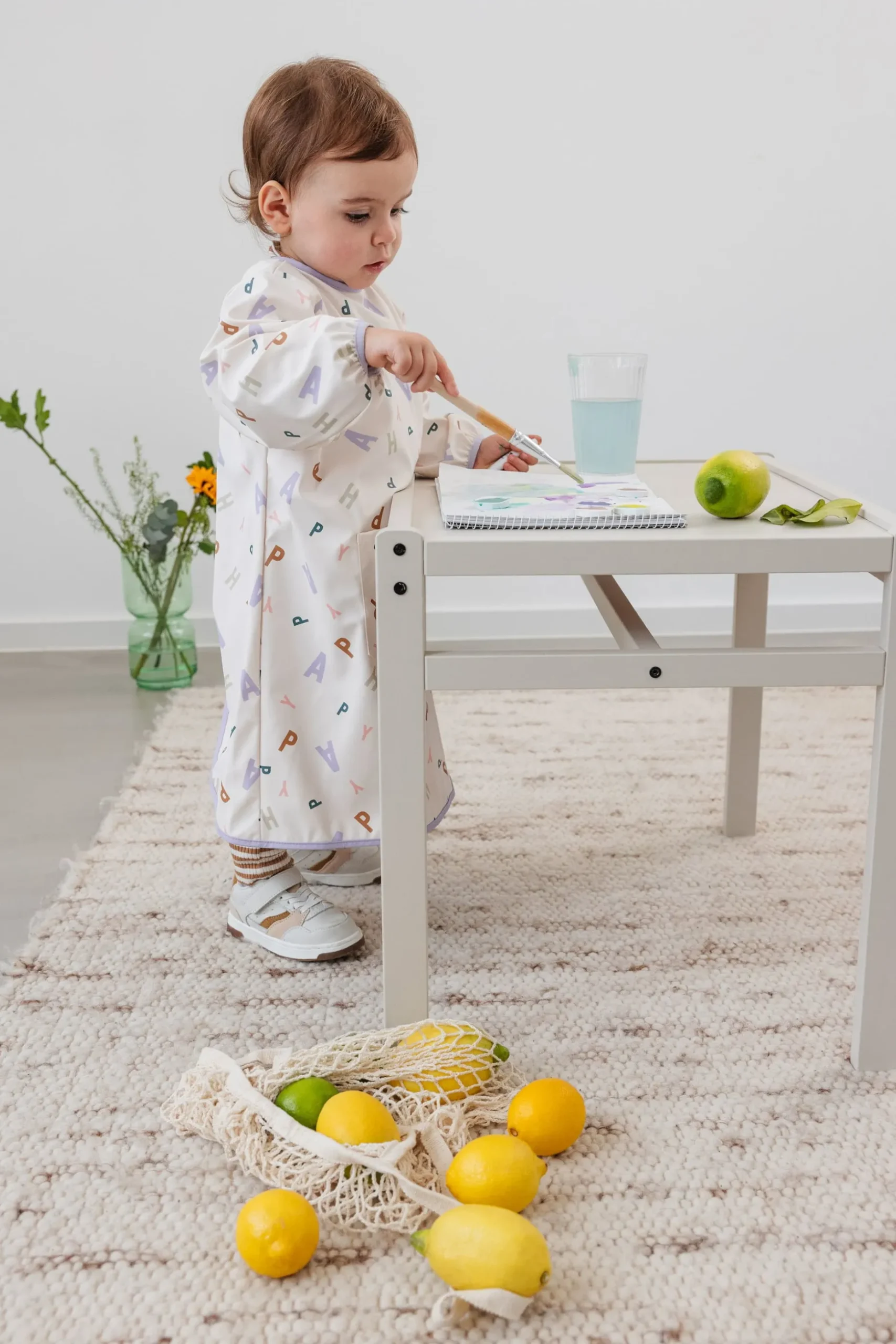 Malkittel Kinder - Happy Fruits, Hellblau