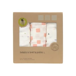 Mulltücher 3er Set 85 x 85 cm - Bio Baumwolle, Happy Fruits, Rosa