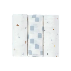 Mulltücher 3er Set 60 x 60 cm - Bio Baumwolle, Happy Fruits, Blau