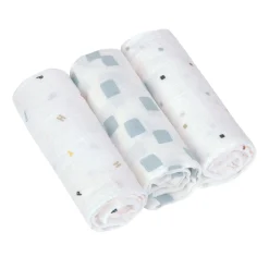 Mulltücher 3er Set 85 x 85 cm - Bio Baumwolle, Happy Fruits, Blau