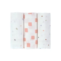 Mulltücher 3er Set 60 x 60 cm - Bio Baumwolle, Happy Fruits, Rosa