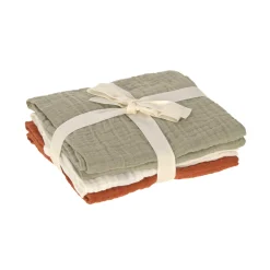 Mulltücher 3er Set 60 x 60 cm - Little Forest, Olive Milky Rust