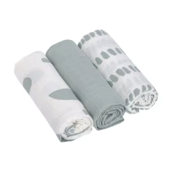 Mulltücher 3er Set 60 x 60 cm - Strokes, Silbergrau