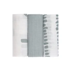 Mulltücher 3er Set 60 x 60 cm - Strokes, Silbergrau