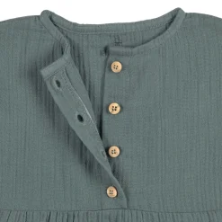 Musselin Kinderkleid - Bio Baumwolle, Petrolgrün