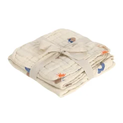 Musselin Set (Kapuzenhandtuch + Waschhandschuhe) - Nature, Beige