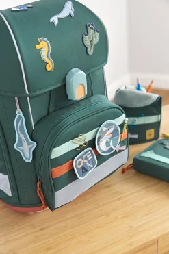 Schulranzen Set 7-teilig Boxy - Unique Ocean, Dunkelgrün