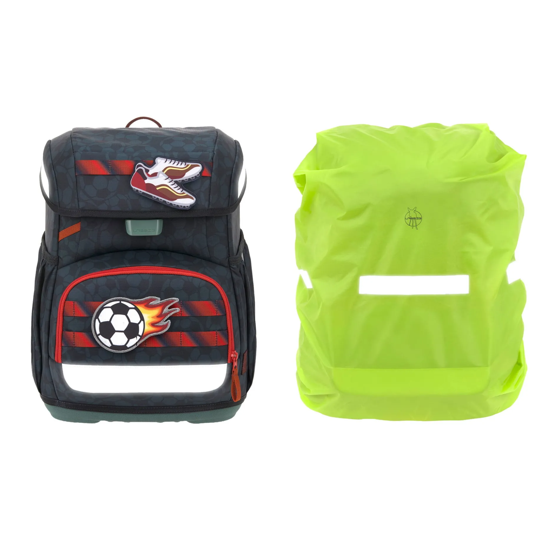 Schulranzen Set 6-teilig Light - Unique, Fussball Dunkelblau