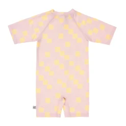Schwimmanzug Kinder Kurzarm (UV Schutz) - Kariert, Rosa Gelb