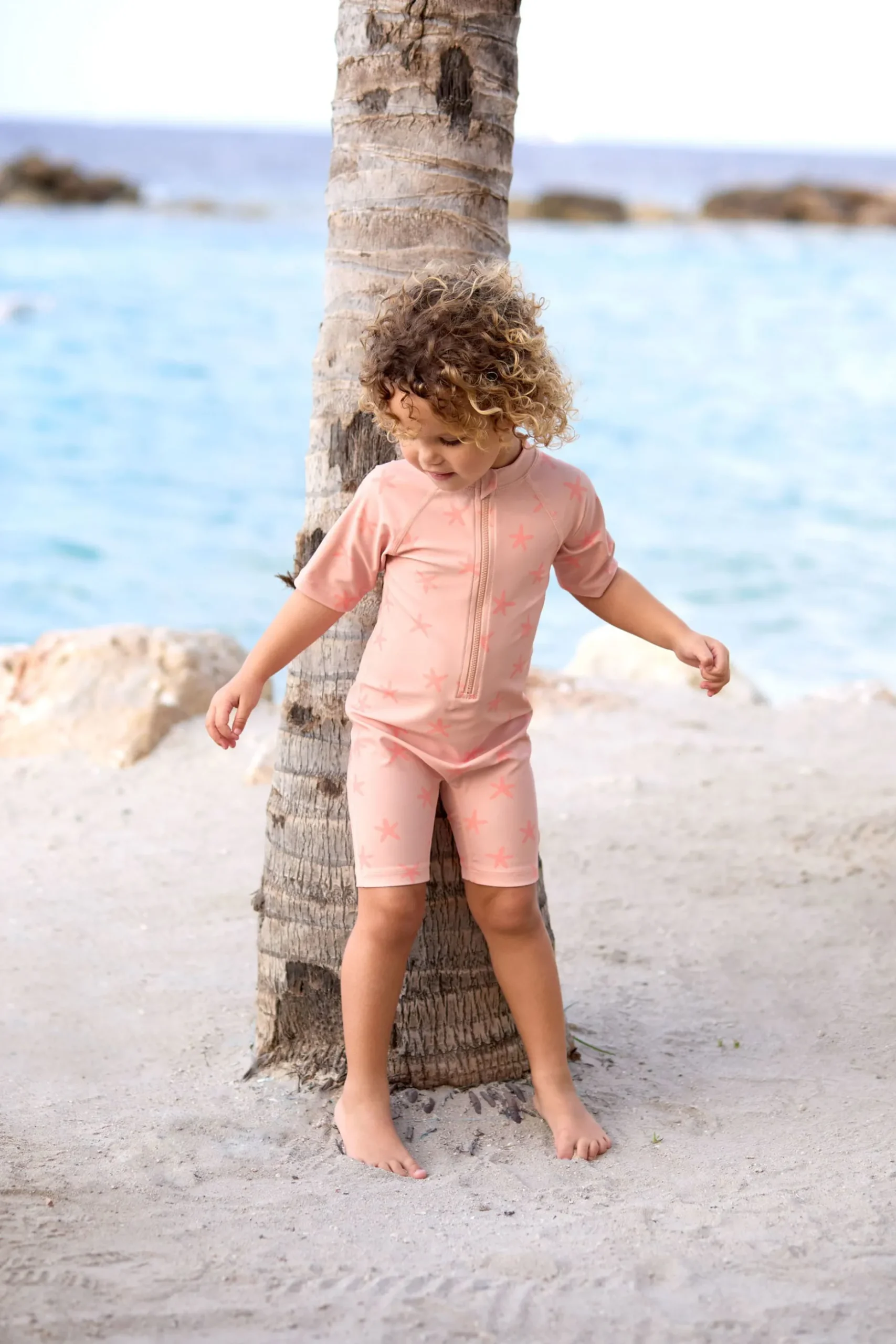 Schwimmanzug Kinder Kurzarm (UV Schutz) - Seestern, Rosa
