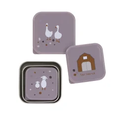 Snackbox Kinder (3er Set) - Edelstahl Brotdose, Tiny Farmer Lila