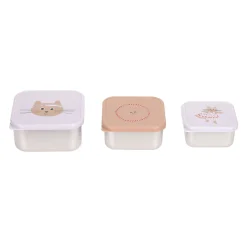 Snackbox Kinder (3er Set) - Edelstahl Brotdose, Tiny Team, Katze