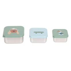 Snackbox Kinder (3er Set) - Edelstahl Brotdose, Tiny Team, Hund