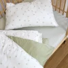 Spannbettlaken Kinderbett (70 x 140 cm) - Gestreift, Oliv Milky