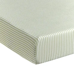 Spannbettlaken Kinderbett (70 x 140 cm) - Gestreift, Oliv Milky