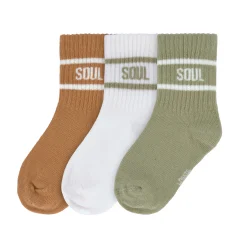Tennissocken Kinder 3er-Set - Little Gang, Khaki Karamell