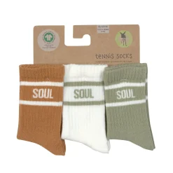 Tennissocken Kinder 3er-Set - Little Gang, Khaki Karamell