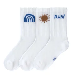 Tennissocken Kinder 3er-Set - Little Gang, Run Weiß