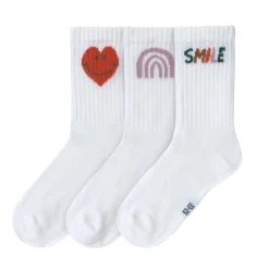 Tennissocken Kinder 3er-Set - Little Gang, Smile Weiß