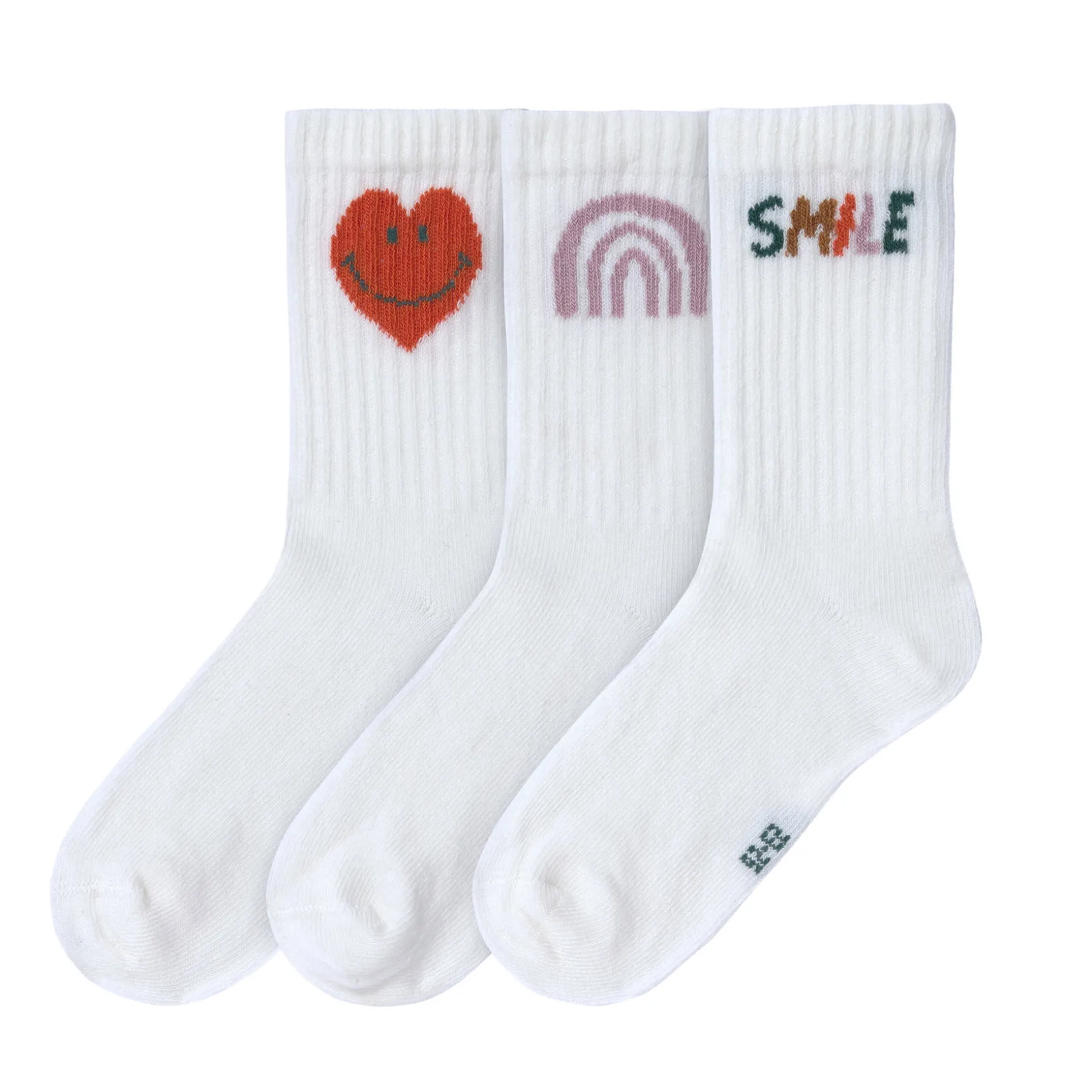Tennissocken Kinder 3er-Set - Little Gang, Smile Weiß