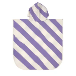 UV Badeponcho Kinder - Streifen, Purple Weiß
