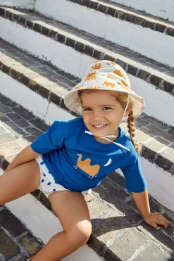 UV Shirt Kinder Kurzarm - Kamel, Blau