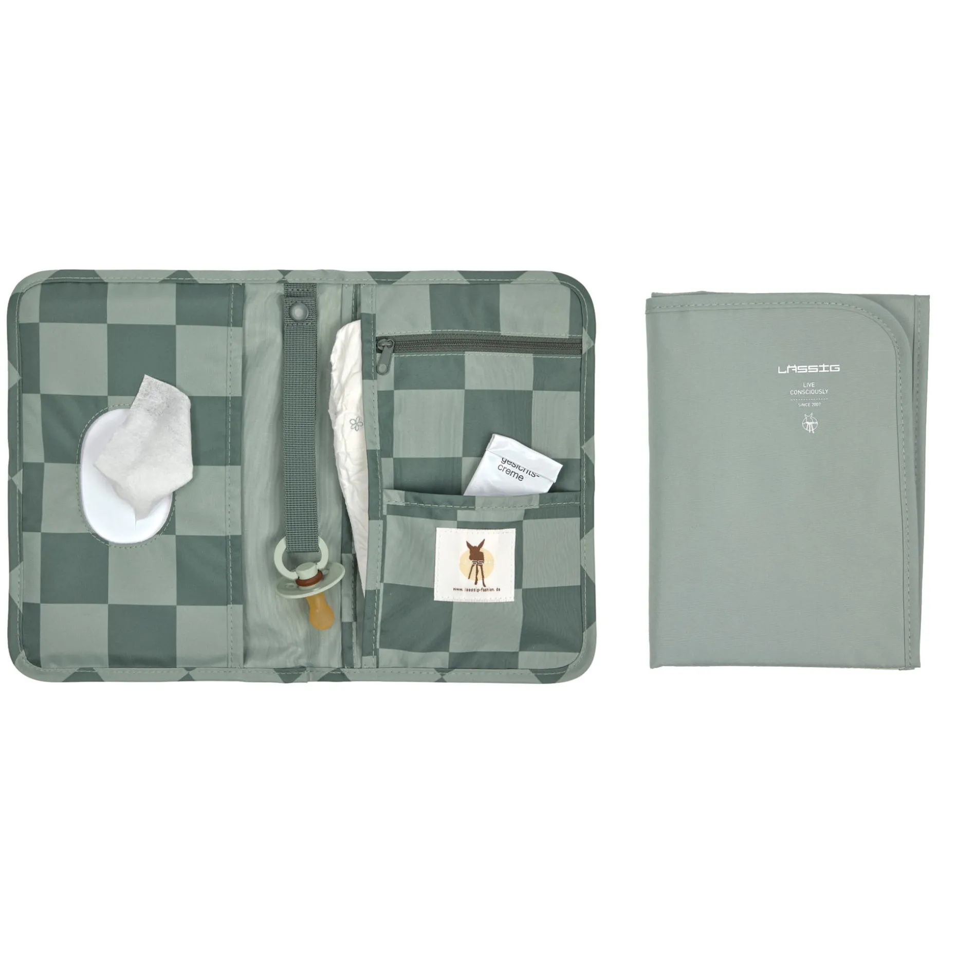 Windeltasche - kleine Wickeltasche, Grün Oliv